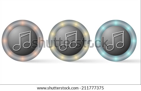 set of three icons with music symbol