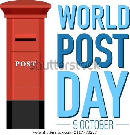 World Post Day banner with a postbox  illustration