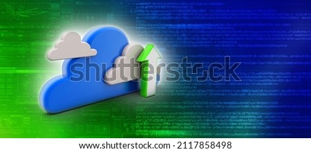 3d illustration Cloud with uploading arrow 
