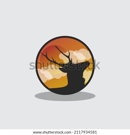 Full color deer silhouette, vector
