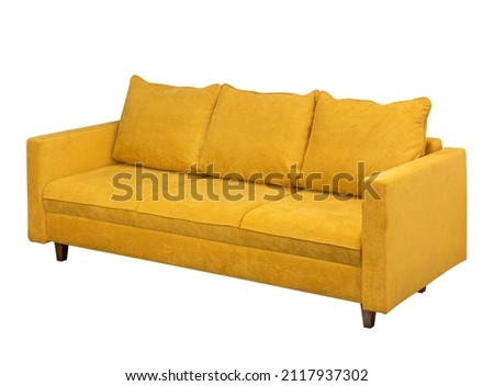 Yellow sofa on a white background