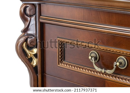 Classic brown wooden furniture details