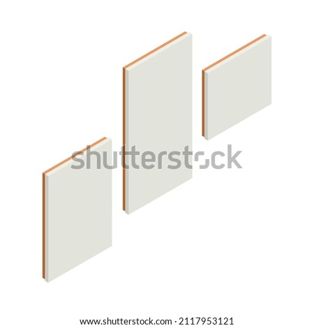 Three blank paintings in frames for modern room interior icon isolated isometric vector illustration