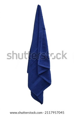 Blue Hanging Bath Towel diamond fancy texture cotton towel Royalty-Free Stock Photo #2117957045