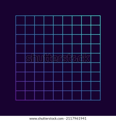 Distorted Grid Square Neon Pattern. Abstract Glitch Grid. Retro 80s, 90s Style. Futuristic Geometric Square Background. Isolated Vector Illustration. Royalty-Free Stock Photo #2117961941