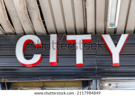 White 3d Sign Led Illuminated City at Metal