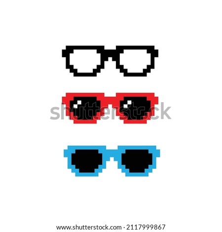 pixel glasses  icon vector  pixel art sunglasses element for 8 bit game
