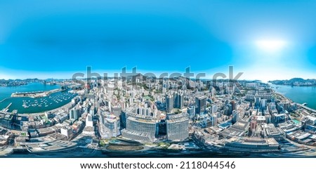 360 Panorama photo of Hong Kong city 	 Royalty-Free Stock Photo #2118044546