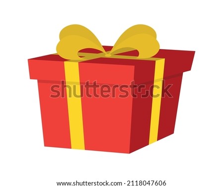 red gift box icon flat