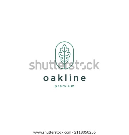 Oak line art logo design template