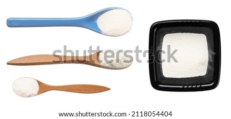 set of various agar powders isolated on white background
