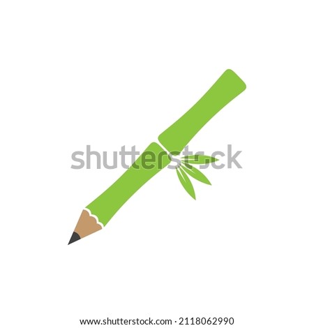 green bamboo stick pencil logo design, vector graphic symbol icon sign illustration