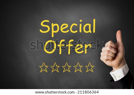 thumbs up special offer black chalkboard