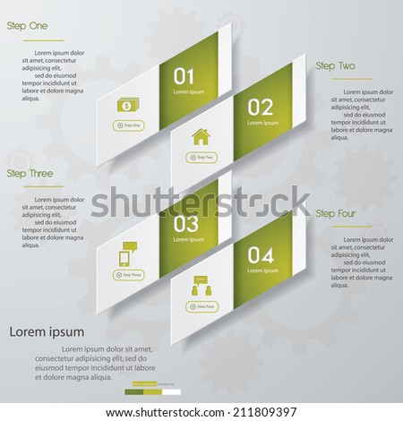 Design clean number banners template/graphic or website layout. 4 steps