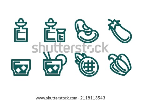Thin Line Stroke Food Icons. Meat, milk, seafood, pasta, soup, bread, egg, cake, sweets, fruits, vegetables, drinks, nutrition, pizza, sauce, cheese, butter, pie, nuts, snacks.
