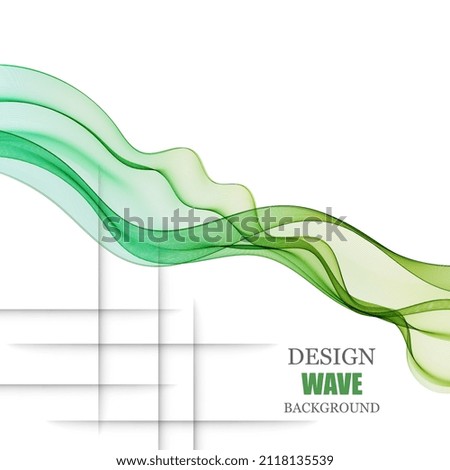 Abstract green transparent wave background. Vector design element