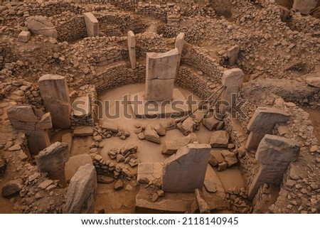 Gobeklitepe The Oldest Temple of the World. Gobekli Tepe is a UNESCO World Heritage site. Royalty-Free Stock Photo #2118140945