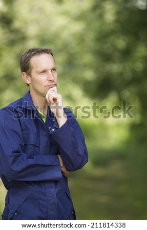 Thinking concept of farmer in the field 