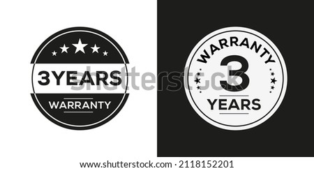 3 years warranty seal stamp, vector label.