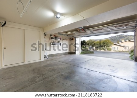 Attached Garage in Wine Country, Cement Slab, Cabinetry, Organized, Clean