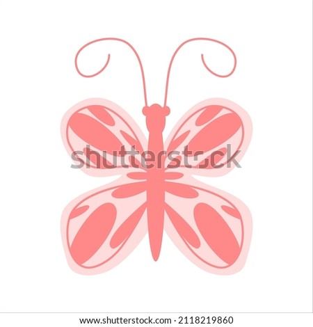 Spring Butterfly symmetrical pattern. Cartoon vector flat style illustration. Isolated on white background
