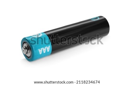 New AAA battery isolated on white. Dry cell Royalty-Free Stock Photo #2118234674