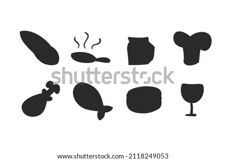 vector black hand drawn food icons set on gray