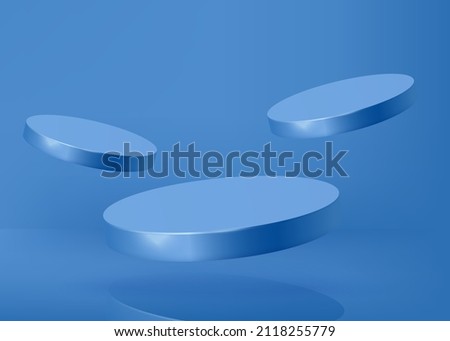 
3d background products display podium scene with geometric platform. backdrop background vector 3d render with podium. stand to show cosmetic products. Stage showcase on pedestal display blue back Royalty-Free Stock Photo #2118255779