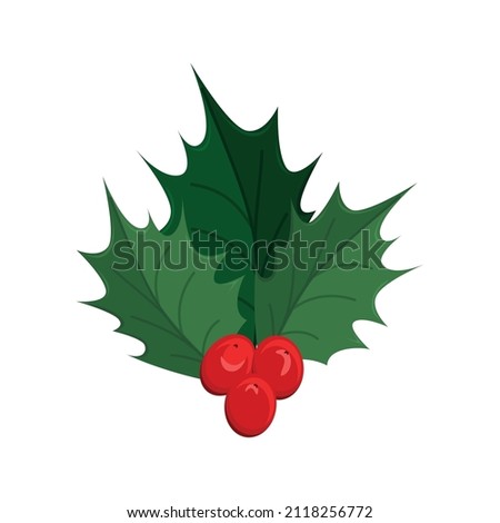 christmas mistletoe decoration icon flat