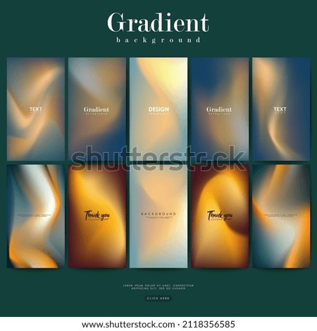 Set of page design inspiration with abstract background. Shades of golden gradient background pattern