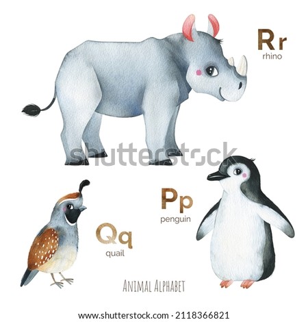 Cute Animal Alphabet.Learn letters with funny animals.ABC.Perfect for education, baby shower, children prints or room decor, template cards, books and much more	
