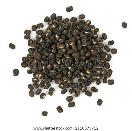 black beans isolated on white background, top view