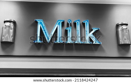 Plane Grocery Store Milk Neon Sign