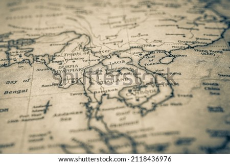 Thailand on the map background
