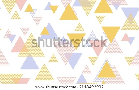 Modern triangle shapes seamless pattern vector design. Fashion fabric patchwork design. Colorful triangles motion. Mix triangular shapes repeating pattern.