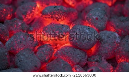 Coals in a campfire in nature