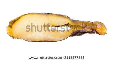 slice of cold smoked halibut isolated on white background