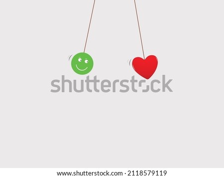 Concept of happy green face attack against Red Heart, Happy Valentine day concept. vector illustrations.