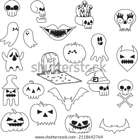 Halloween Skull Vector Set, black skulls that you can use in your own designs. Can be editable.