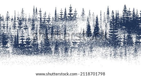 Vector sketch, banner. Forest, imitation of a pencil drawing. Royalty-Free Stock Photo #2118701798