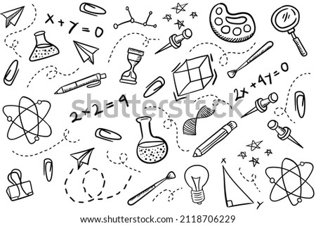 Abstract School clipart. Vector doodle school icons and symbols. Hand drawn studying education objects