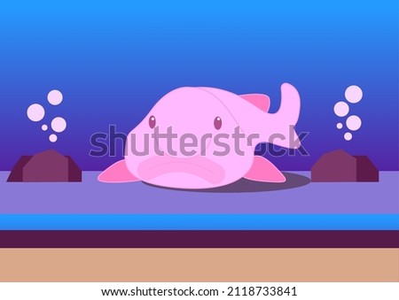 Blobfish Deep Sea Fish Character Illustration