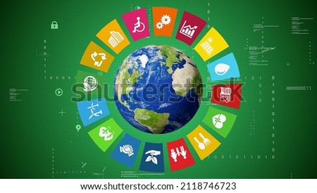 Sustainable society concept. Environmental technology. Sustainable development goals. SDGs. Royalty-Free Stock Photo #2118746723
