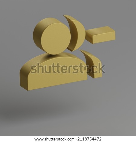 Group Remove icon. Yellow symbol social icons on gray background. 3d rendering illustration. Background pattern for design.
