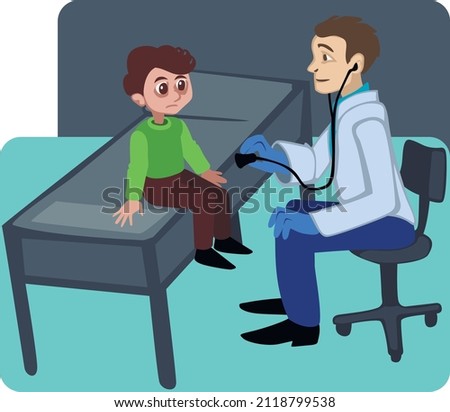 A child is having a health-check at the doctor's office.