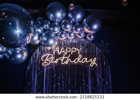 Happy Birthday neon sign the banner, shining light signboard collection.