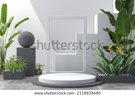 Abstract background Scene for cosmetic Product and Package Presentation, Stone Podium Display, 3d rendering. Royalty-Free Stock Photo #2118834680