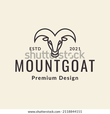 hipster face mountain goat logo design, vector graphic symbol icon illustration