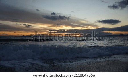 Beautiful sunset early January 2022 in a beautiful beach near Athens Greece