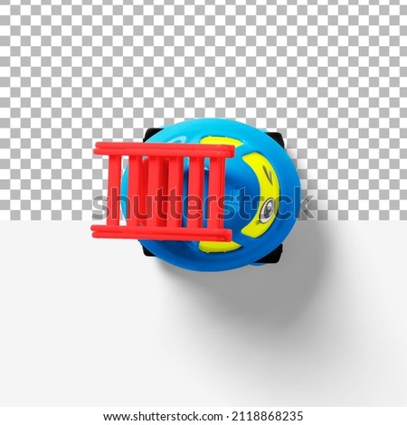 Close up view colorful toy car isolated with transparency.